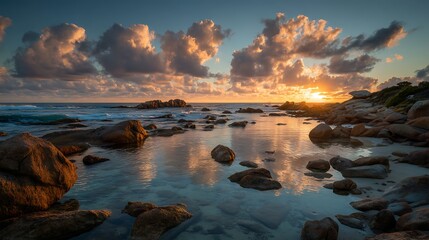 Fototapeta premium Coastal Sunrise Reflection