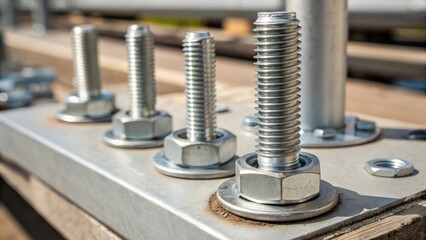 A closeup of the highstrength bolts and fasteners used to secure prefabricated components emphasizing engineering precision and durability.