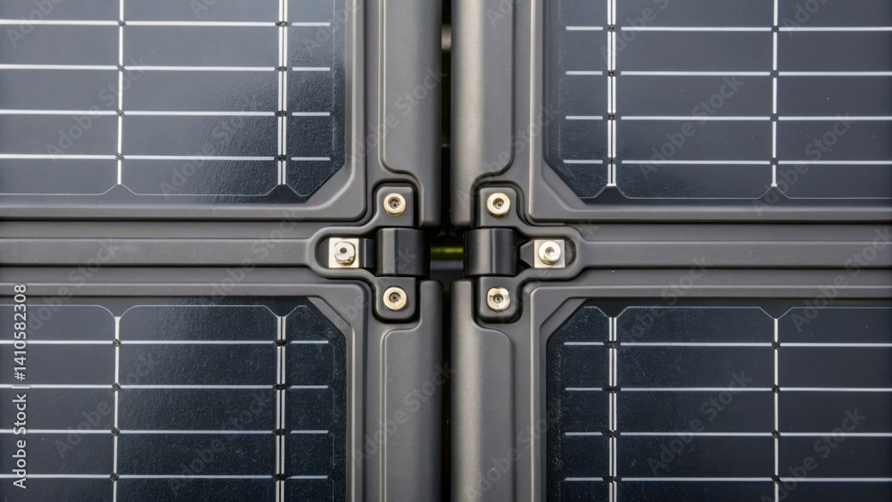 Poster A closeup of the junction where two panels meet illustrating the precision engineering that ensures a weathertight seal while maximizing solar cell connectivity.