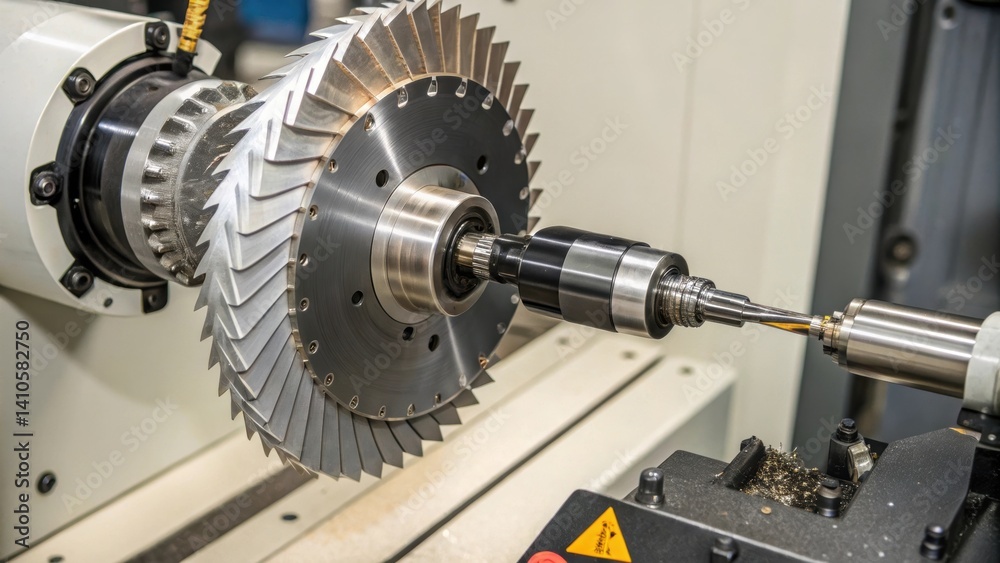 Poster A closeup of the specialized ting tool attached to the robot highlighting its sharp blades and rotating mechanism designed for efficiently boring through various materials.