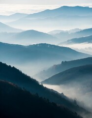 Mystical Foggy Hills in Ethereal Landscape Photography Style