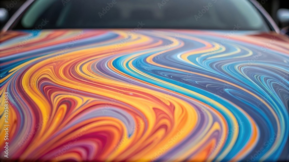 Aufkleber A closeup showing a single panel with a swirling pattern featuring dynamic alterations in color as if the palette is in motion emphasizing artistic fluidity.