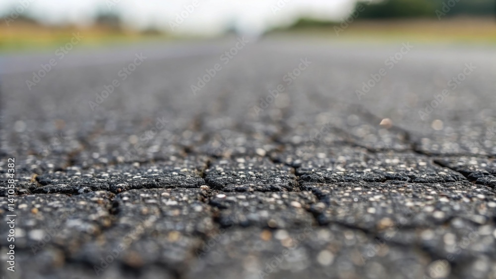 Poster A detailed look at a weathered area of selfrepairing asphalt with a focus on the microstructure where healing agents are visible showcasing the intricate design that enhances