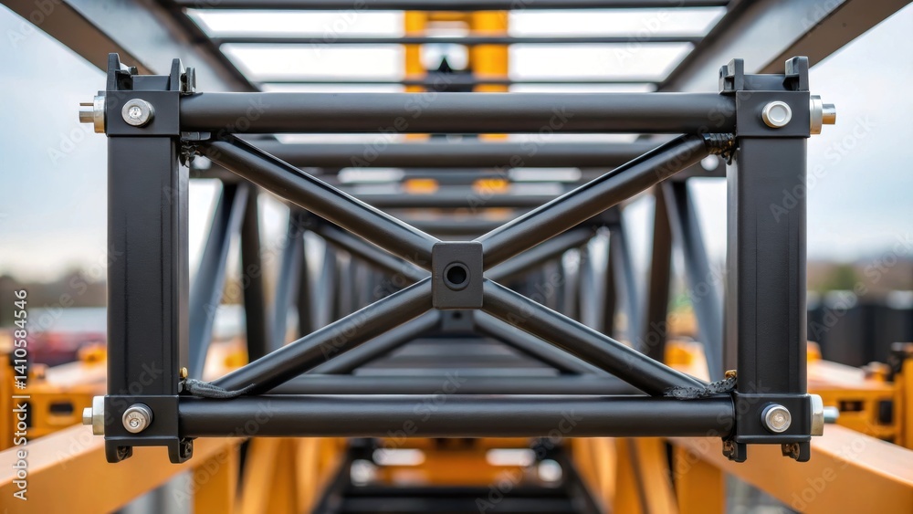 Aufkleber A detailed shot of the cranes main frame emphasizing the robust construction materials and innovative engineering designed to handle dynamic loads.