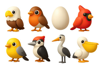 Naklejka premium 3D icon set of bird-friendly gardens: seed packet, spray bottle, fertilizer bag, garden marker, compost bin, gloves, trowel, planter box. 3d icon. icons set of 3d style in a modern design. Isolated