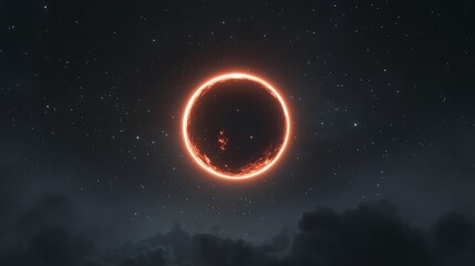 Glowing red moon over soft clouds in dark night sky high resolution picture