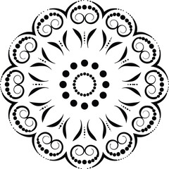 Black and White Decorative Mandala Floral Vector Design 