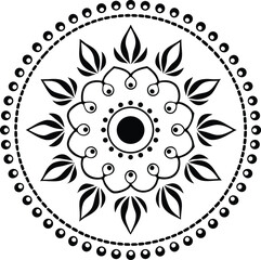 Black and White Decorative Mandala Floral Vector Design 