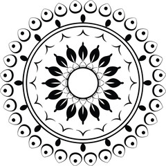Black and White Decorative Mandala Floral Vector Design 