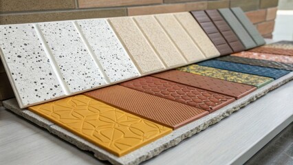 A medium closeup of a colored panel set against a neutral backdrop illustrating the variety of customizable design options available in prefabricated construction.