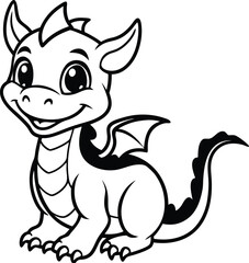 Adorable Cartoon Dragon Line Art for Children's Activities