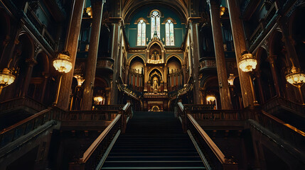 Fototapeta premium Grand Staircase In An Ornate European Church