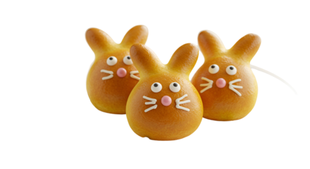 Bunny Shaped Buns on Transparent Background