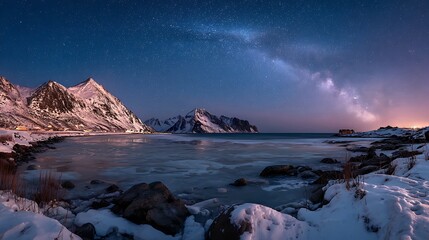 Frozen bay, starry night