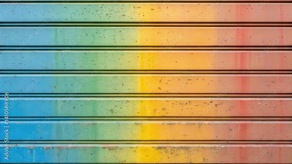 Poster a medium closeup of a weathered facade showing the vibrant colors of selfhealing paint that responds