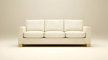 Cream Colored Modern Sofa With Geometric Texture