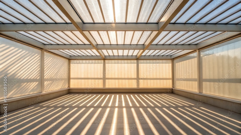 Aufkleber A medium closeup of sunlight filtering through a transparent roof illuminating a room beneath with soft patterns created by the strategically p solar shading devices.