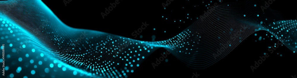 Poster the abstract background showcases a dynamic wave, symbolizing a futuristic point wave and representi