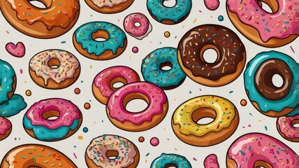 Colorful donuts pattern background
