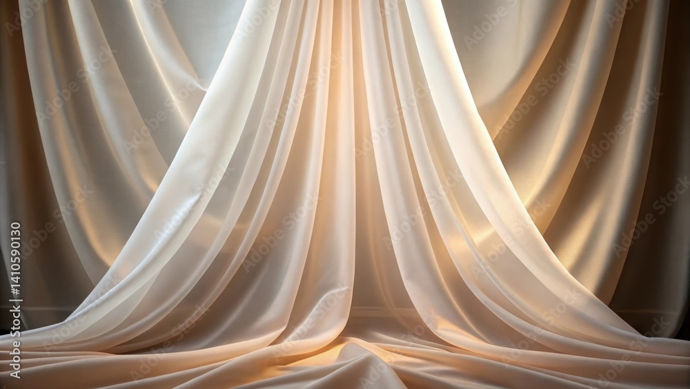 Poster A medium closeup revealing the fabrics translucence allowing soft ambient light to filter through while maintaining a contemporary aesthetic.