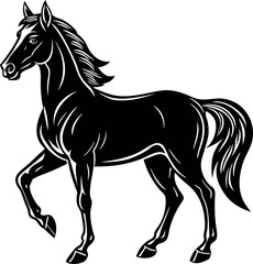 Elegant Standing Horse Silhouette Vector – Graceful Stallion Clipart for Western and Ranch Designs
