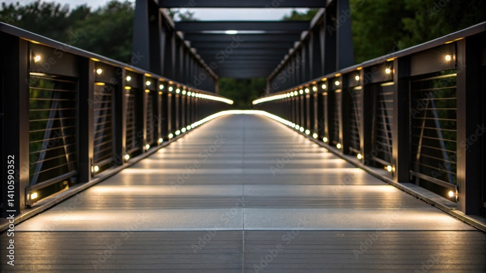 Aufkleber A medium closeup showcasing a prefabricated bridge walkway featuring integrated lighting embedded in the pathway providing an illuminated path for pedestrians while blending