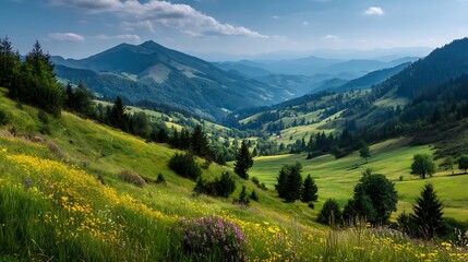Lush Mountain Meadow Valley