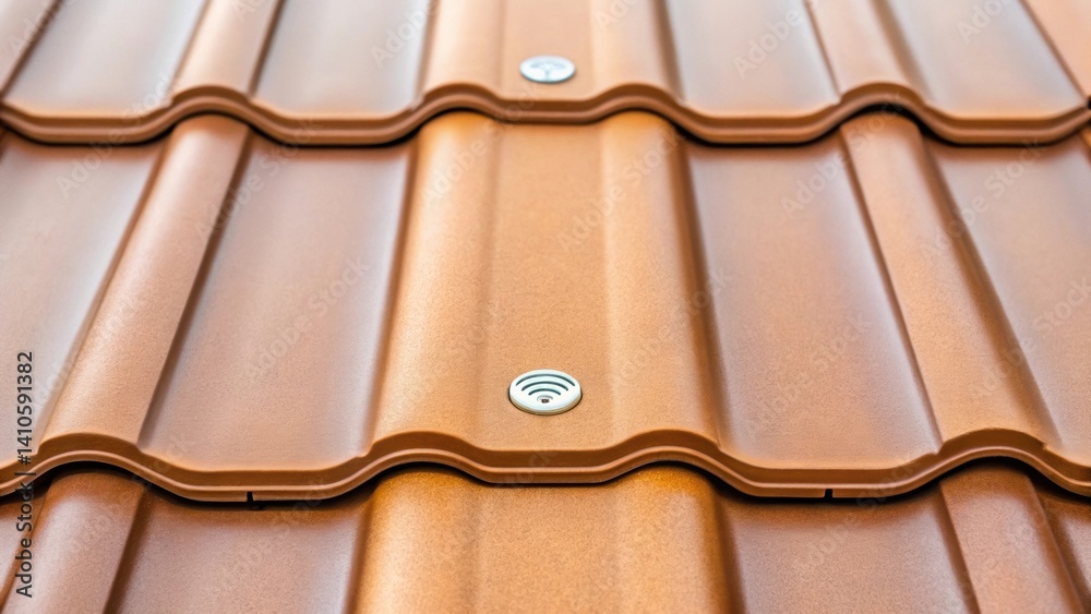 Aufkleber An intricate detail shot of a roofing tiles edge revealing the smart technology embedded within with sensors that monitor moisture levels while showcasing the natural color