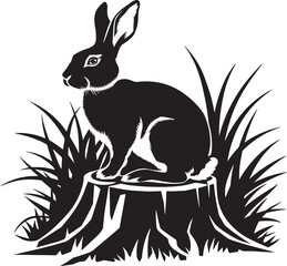 black rabbit on a white background