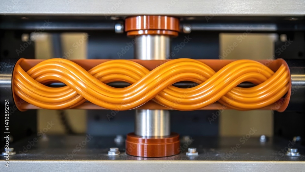 Poster Closeup of a selfrepairing module being tested under stress highlighting the dynamic response of the material as it bends and flexes without permanent deformation.
