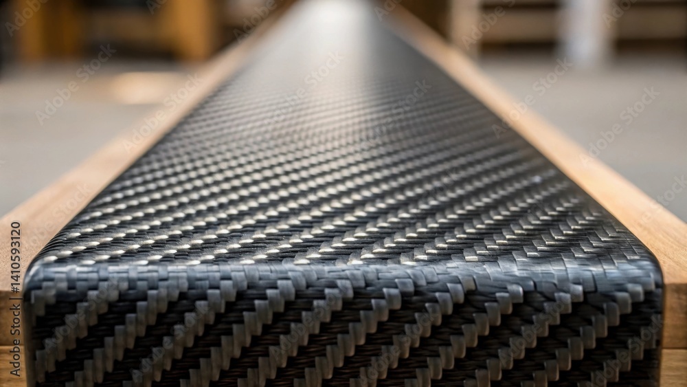 Poster closeup of the end grain of the carbon fiber beam revealing layered composites and the innovative bu