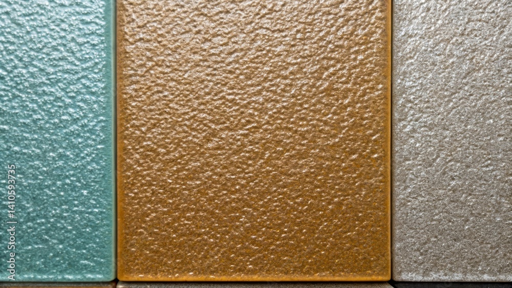 Poster detailed closeup of a textured surface on a recycled glass panel revealing a tactile contrast betwee