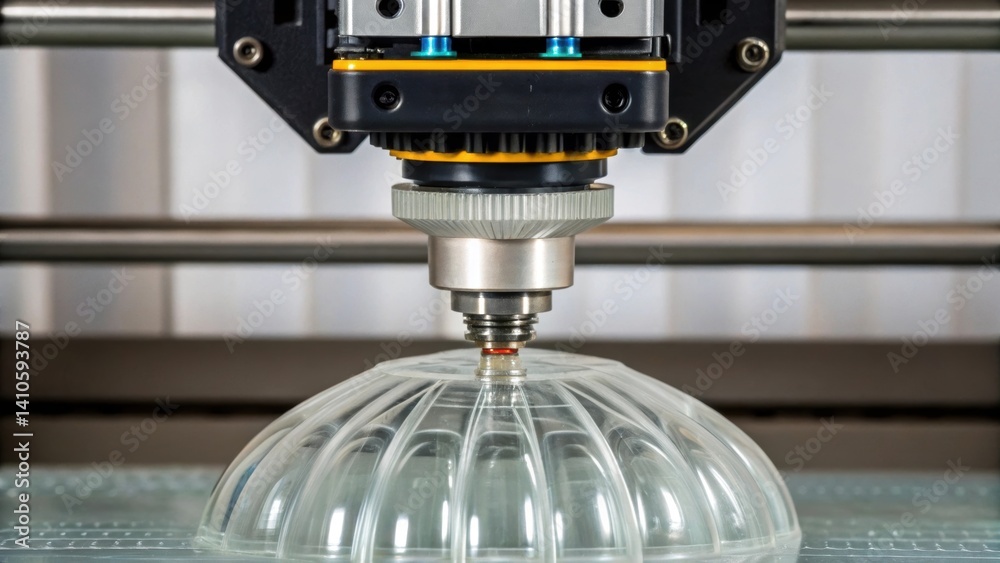 Aufkleber Detailed view of a robotic gripper applying controlled suction to a glass piece emphasizing the texture and transparency of the material being handled.