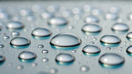 Medium closeup of a glass surface after treatment with a nanotechnology product highlighting the beading of water droplets that demonstrates superior hydrophobic properties.