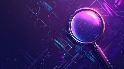 Mymixzer3 Recruitment: Unveiling Potential - A magnifying glass symbolizes exploration, discovery, potential, recruitment, and future growth within a technological landscape