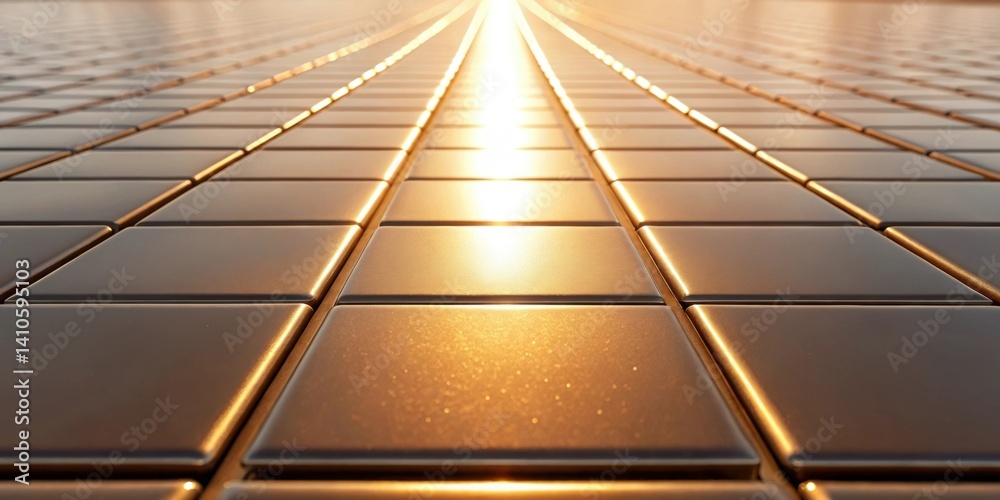 Poster sunlight reflection a closeup revealing the glossy finish of the tiles reflecting sunlight and highl