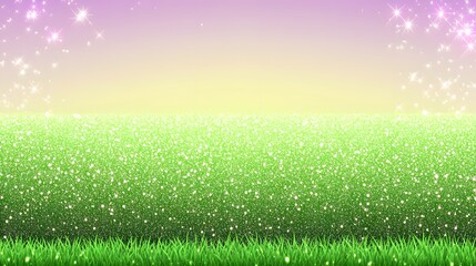 Obraz premium Magical Glittering Green Grass Field Background