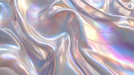 Iridescent satin fabric with shimmering pastel colors and light reflections