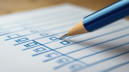 Close-up of pencil marking checkbox on paper form