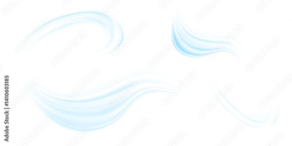 Aufkleber air flow isolated png and vector isolated. effect of winter air and wind stream waves effect in blue