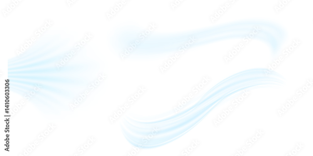 Poster air flow isolated png and vector isolated. effect of winter air and wind stream waves effect in blue