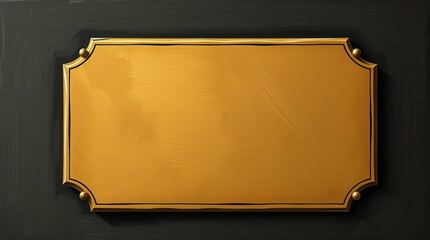 Flat Lay of Blank Gold Award Plaque or Name Plate Ready for Custom Text

