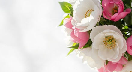 Obraz premium 可憐なピンク白の花束 優しい光で輝く