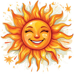 Sun icon vector. Smile icon. Sun smile illustration art. Happiness, laughter, sunny summer.	