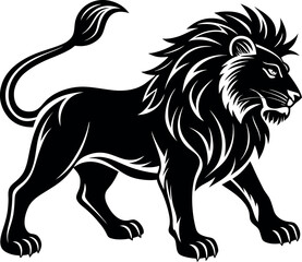 Walking Lion Silhouette Vector – Powerful Safari Beast Illustration for Tribal and Nature Art

