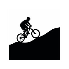 Obraz premium Black sport silhouette of a cyclist and biker vector illustration of extreme cycling.