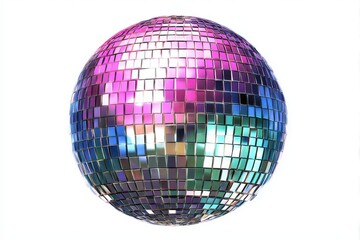 Disco ball with mirror tiles isolated on white background