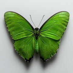 Obraz premium Bright green zombie butterfly with unique features set against a white background Generative AI