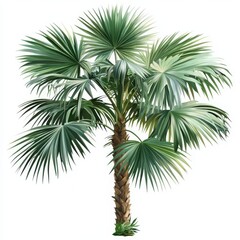 Fototapeta premium Palm tree with green leaves isolated on white background