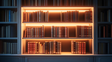 Well-Lit Bookshelf in a Classic Library